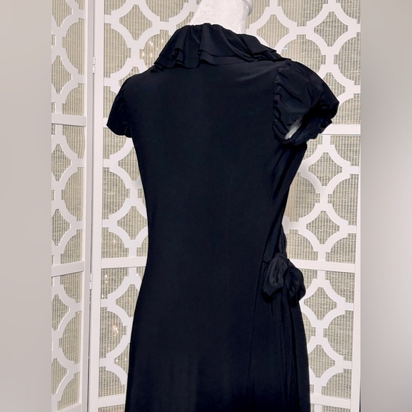 SIZE 2 RALPH LAUREN BLACK RUFFLE DRESS STRETCH SPANDEX RETRO VINTAGE SMALL - Picture 6 of 8